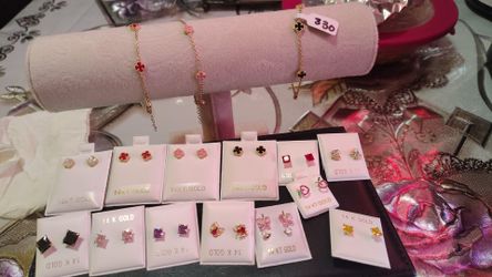 Real 14k Gold Earrings & 14k Gold Alhambra Bracelets
