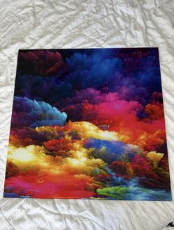 Canvas Art Glass Metal Frame Colorful