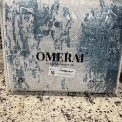 New Omerai 8’x10’ multi color blue/gray machine washable non skid area rug 