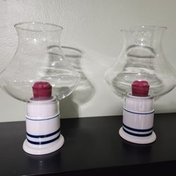 Two Glass Ceramic Candle Holders (both four 15.)
