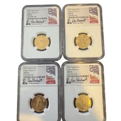 Lot Of 4 $10 Gold Eagles Rare Everhart Label