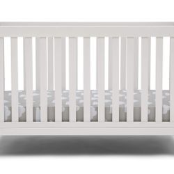 Delta Children 4-in-1 Convertible Baby Crib, Bianca White with Natural Legs