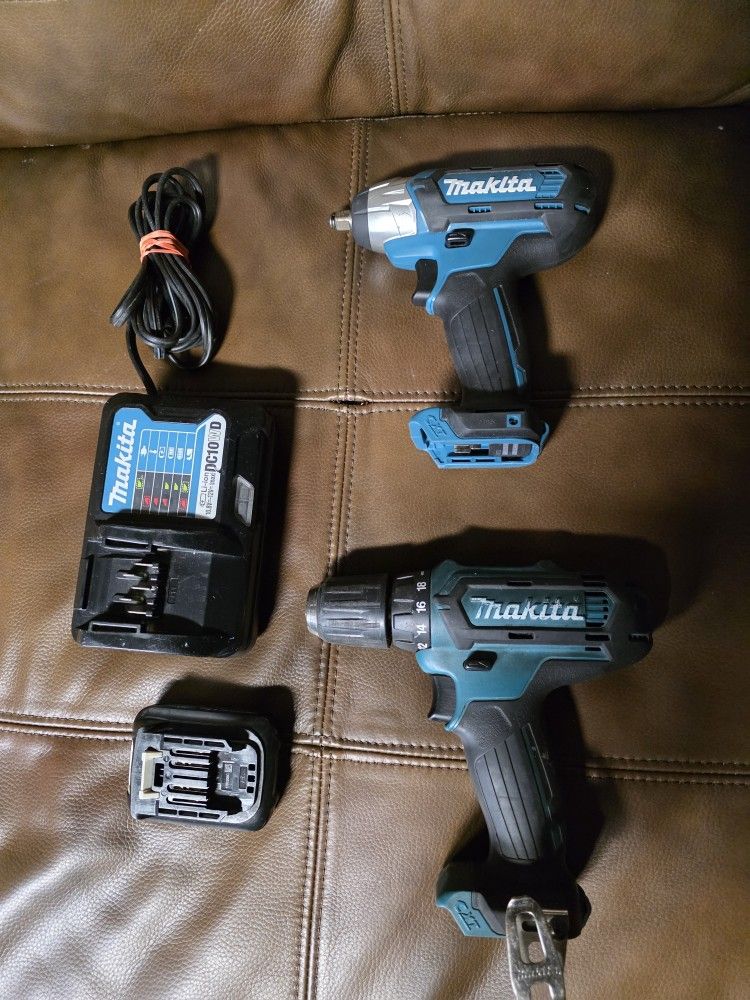 Makita Set Of Drill And Impact Wrench 12v 