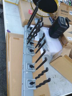 Tools Garage Storage Wall Mounted Tool Hooks Rack Adjustable System Rail 6pc