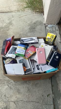 Big box full  of  cases ,tempered glass & accessories $60