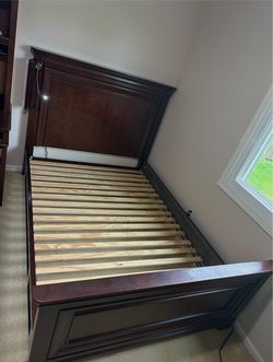 Full bed set, chest, nightstand, hutch and desk, and mattress