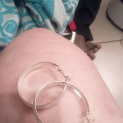 Beautiful Silver Plated Hoop Earrings & Sweet Heart Shaped Med Hoop Earrings 