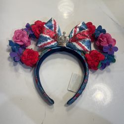 Disney Parks Minnie Mouse UK Floral Ear Headband - Epcot Pavilion United Kingdom