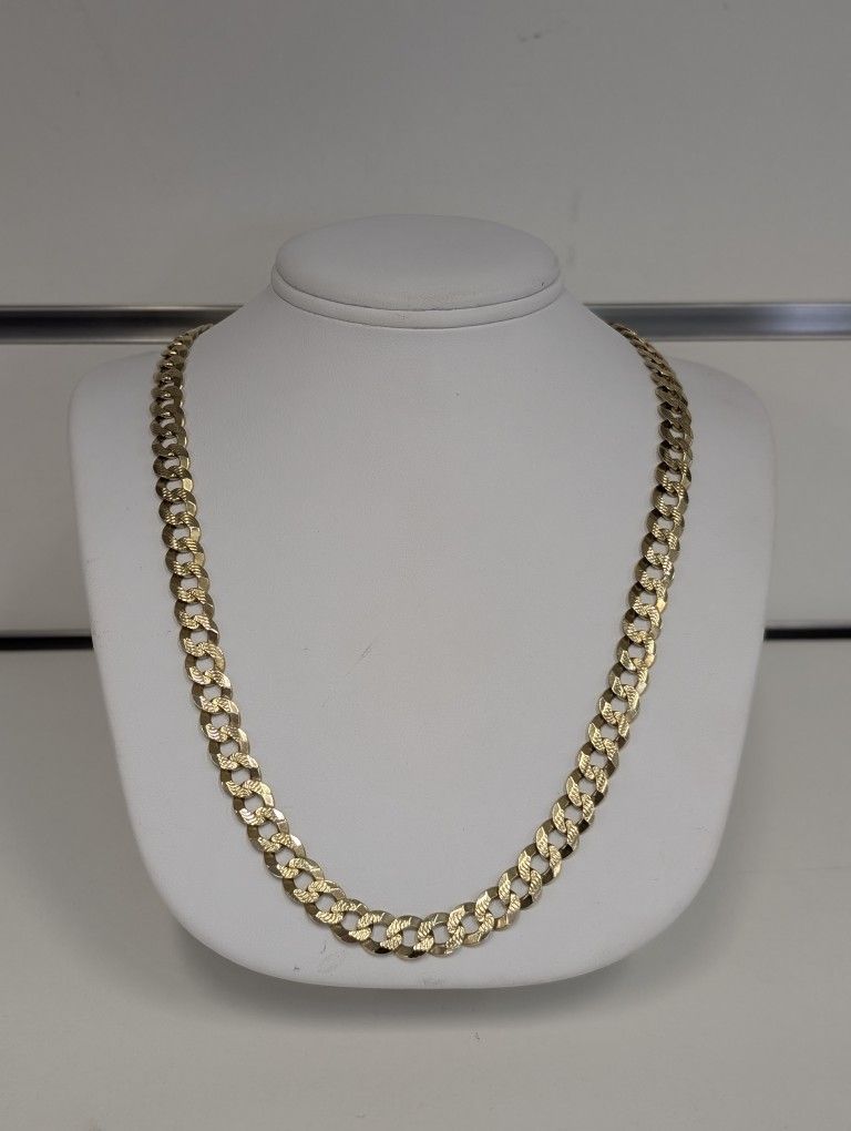 14kt Yellow Gold Diamond Cut Curb Chain Necklace