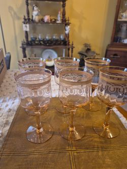 6 vintage Morgana by Morgantown pink glasses