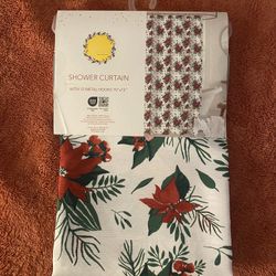 NEW winter shower curtain with 12 metal hooks