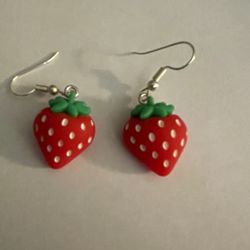 Acrylic Strawberry Charm Earrings 
