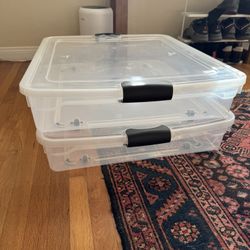 2x Under Bed Storage Plastic Containers with wheels