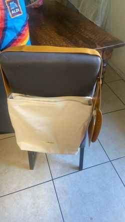 Cream and Tan Leather Shoulder Bag