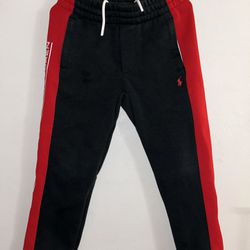 POLO RALPH LAUREN Kids Black Red POLO 67 Logo Double Knit Jogger Track Pant Sz 5