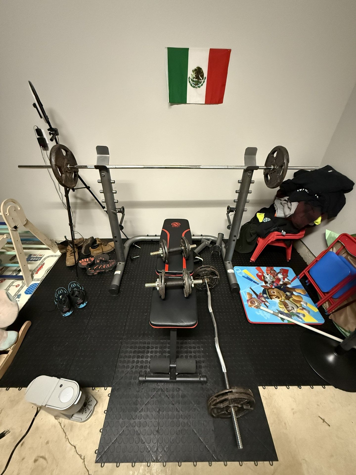 Bench Press/squat Rack With Weights