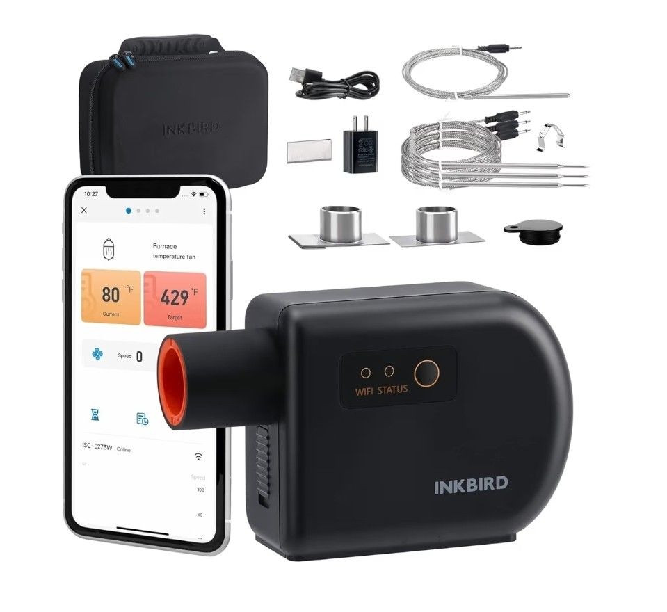 Wi-Fi & Bluetooth BBQ Smoker Temperature Controller with Automatic Smoker Fan, INKBIRD ISC-027BW Grill Thermometer