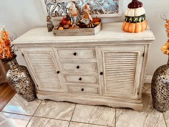 distressed farmhouse-style buffet/server cabinet with: