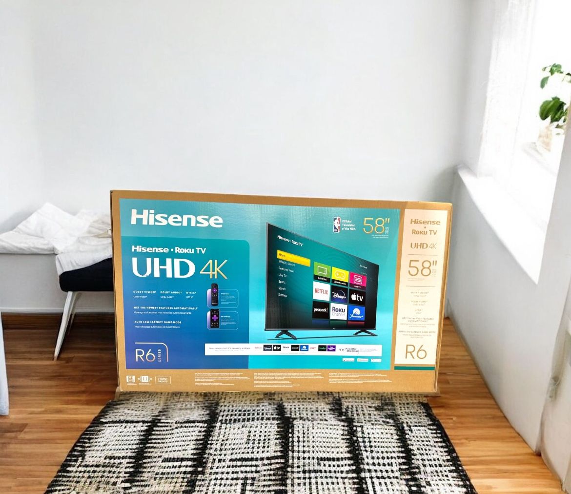HD358 58” Hisense Roku 4k led Uhd tv floor model