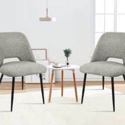 Light Gray Upholstered Side Chairs, Set of Two