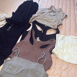 Size small/medium shirts and sports bras and fashion nova dress