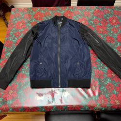 Men’s Lightweight Bomber Jacket - Black & Blue (Large)