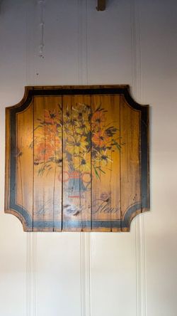Large 30” x 30” Painted Wooden Floral Wall Art – French Country Farmhouse Decor $50 OBO