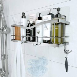 KINCMAX Shower Caddy Basket Shelf with Hooks for Hanging