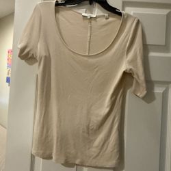 Classic Cream Scoop Neck Sweater Top -Vince 