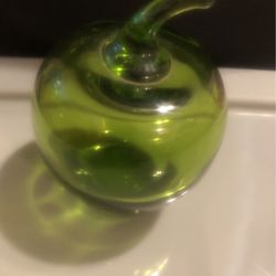 Vintage Green Glass Apple