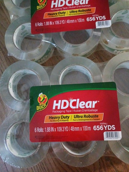 Duct HD Clear Packing Tape. One 6 Pack