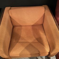 Low Back Upholstered Chair w/ Walnut Trim