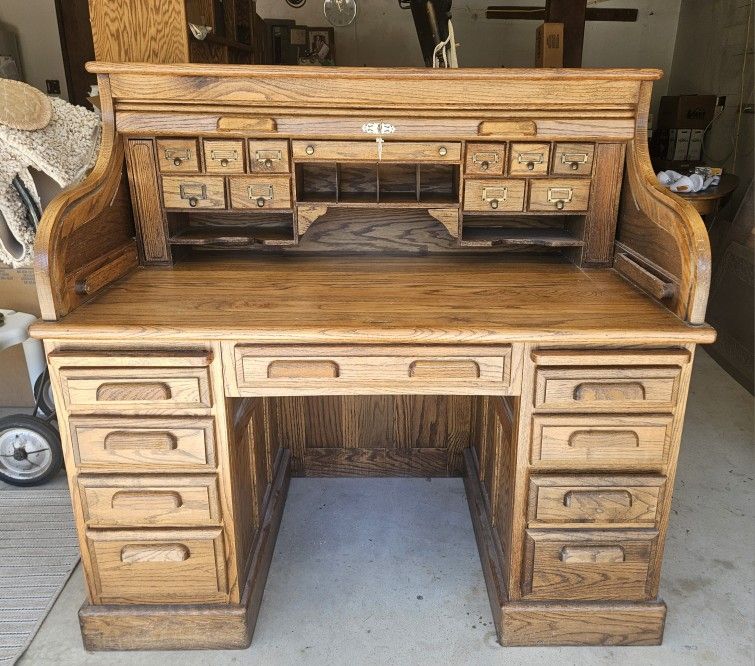 Solid Oak Rolltop Desk
