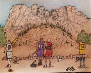 NBA Legends mount rushmore sketch