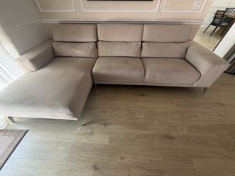 Beige Fabric Sectional Sofa with Chaise