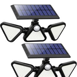 New in box 2Pack Solar Lights Outdoor Waterproof,180 LED 3Heads Motion Sensor,270°Wide Angle Solar Flood Wall Security Lights