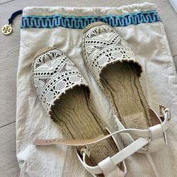 Tory Burch Clarisse Laser-Cut Espadrille Sandals with dust bag size 5.5