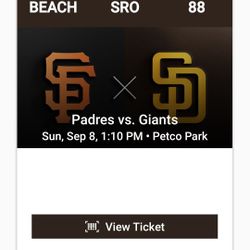Padres vs Giants Sunday 9/8  Toyota BEACH