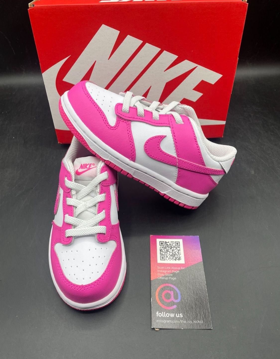 New Nike Dunk Low TD Size 6c 7c 8c And 9c Toddler Baby Shoes Fuchsia White