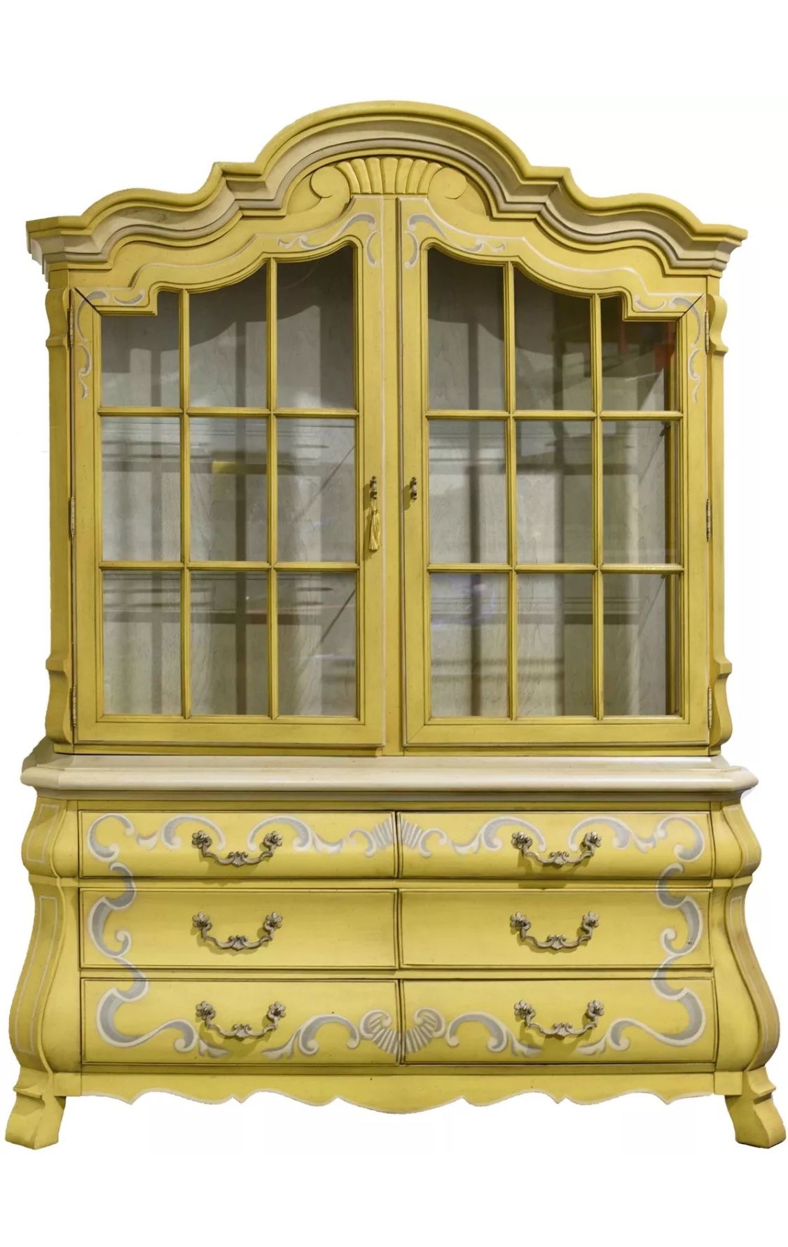 Mid Century French Country Lighted China Display by Drexel Furniture