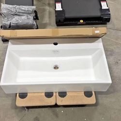 New 24"x16" Console Bathroom Sink Free Standing 30” Bracket Stainless Steel Support Pedestal Leg