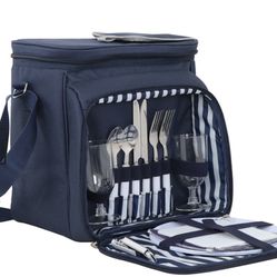ZENY™ Picnic Backpack w/Cooler Compartment, Detachable Bottle, Blanket, Plates and Cutlery Set