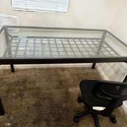 Glass Top Desk with Chair