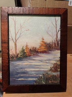 Original Winter Scene Oil Painting Christmas Gift