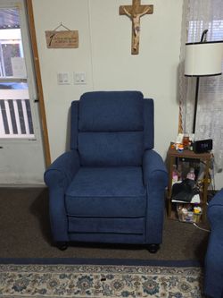 New Blue Fabric Recliner
