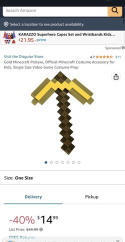 Gold Minecraft Sword, Official Minecraft Costume Accessory for Kids, Single  Size Video Game Costume Prop