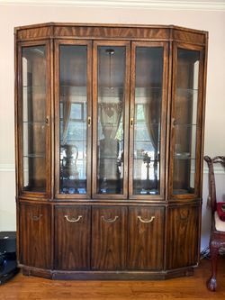 Vintage solid wood china cabinet/display hutch