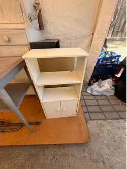 Small White Shelf Unit with 2 Doors