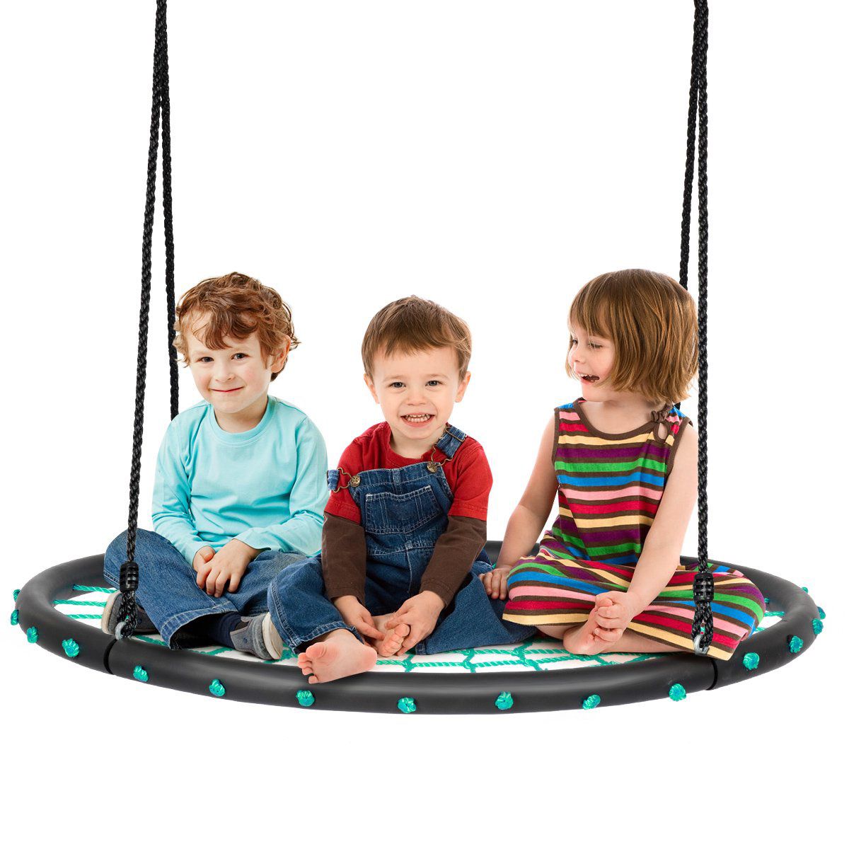 Costway 40'' Spider Web Tree Swing Set w/ Adjustable Hanging Ropes Kids Play Set
