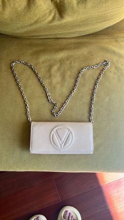 Valentino Garavani White Leather Chain Clutch